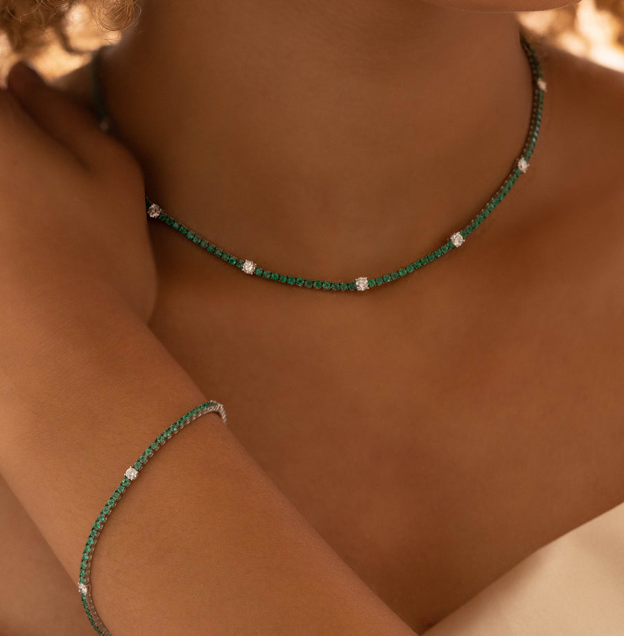 Natural Emerald Tennis Necklace