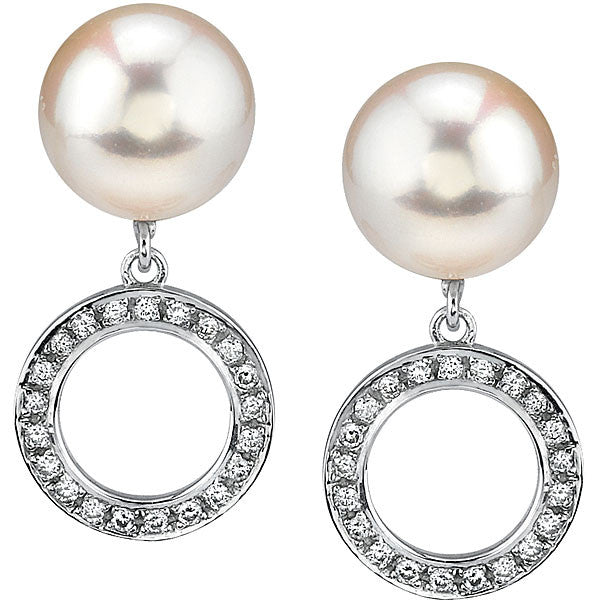 Schoeffel Pearl and Diamond Circle Earrings