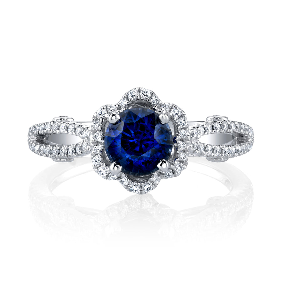 Floral Blue Sapphire & Diamond Ring
