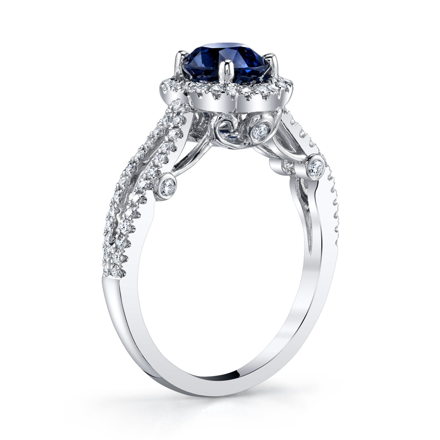 Floral Blue Sapphire & Diamond Ring