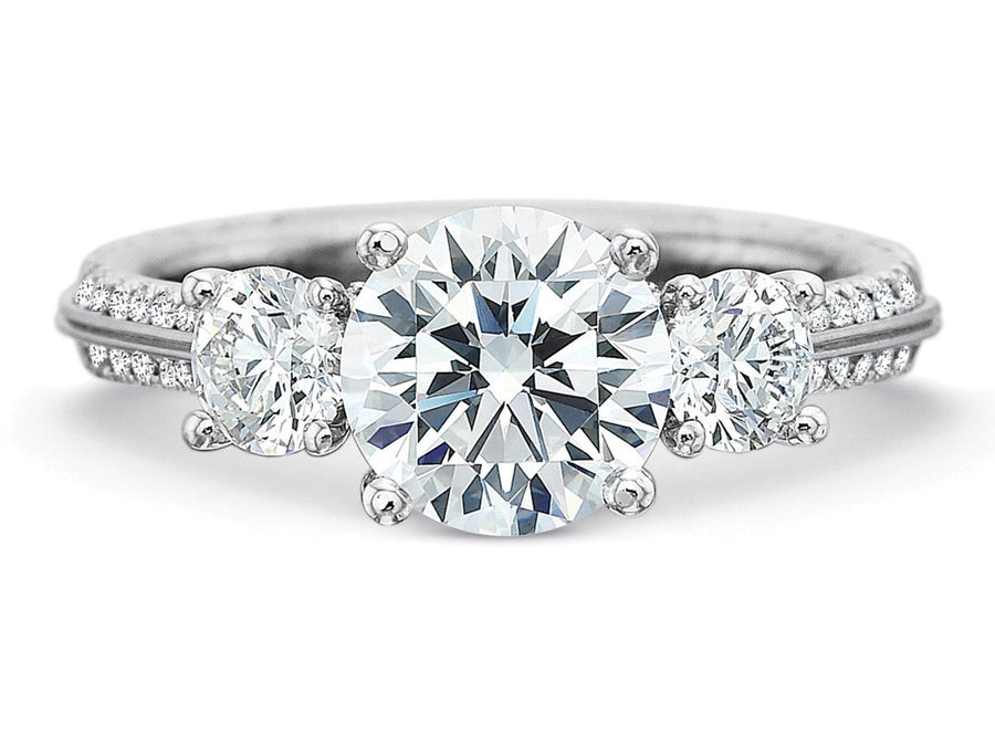 White Gold & Platinum Diamond Three-Stone Engagement Ring