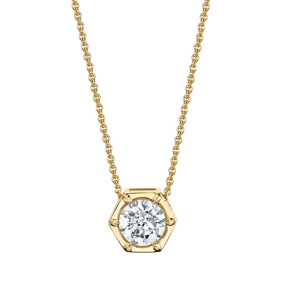 Hexagon Solitaire Diamond Necklace