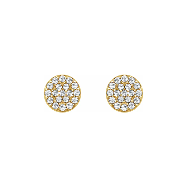 14K Rose Gold Diamond Disc Earrings