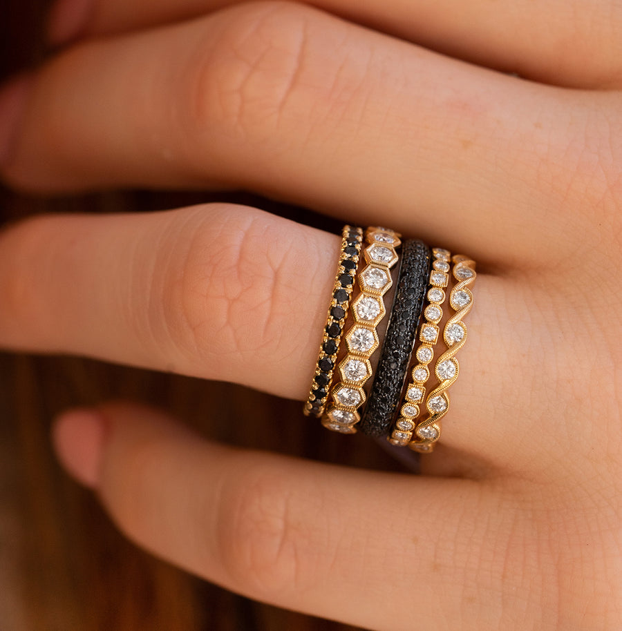 Black and Gold Stackable Rings