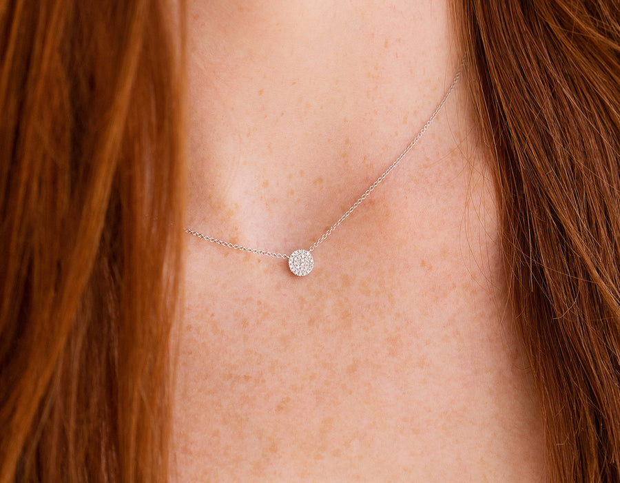 Small Pave Disc Necklace