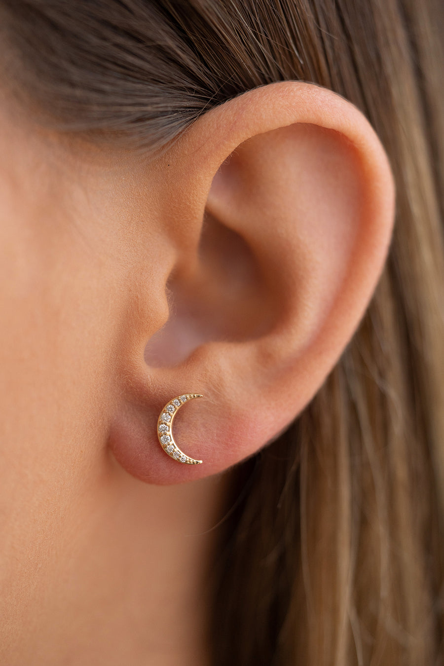 14K Rose Gold Crescent Moon Earrings