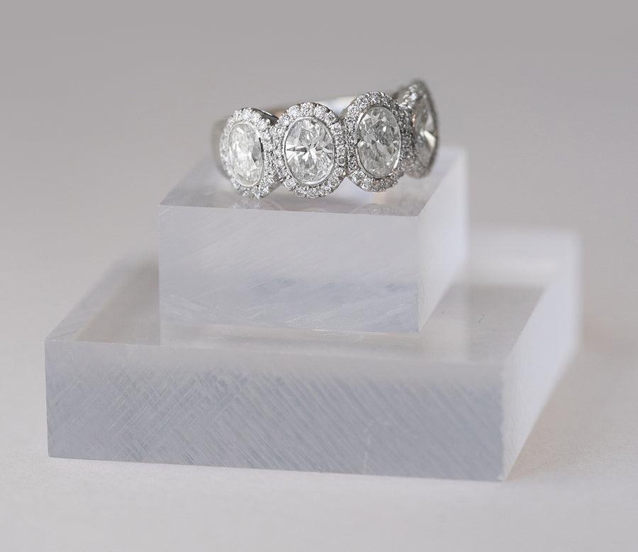 Platinum Five Stone Oval Ring