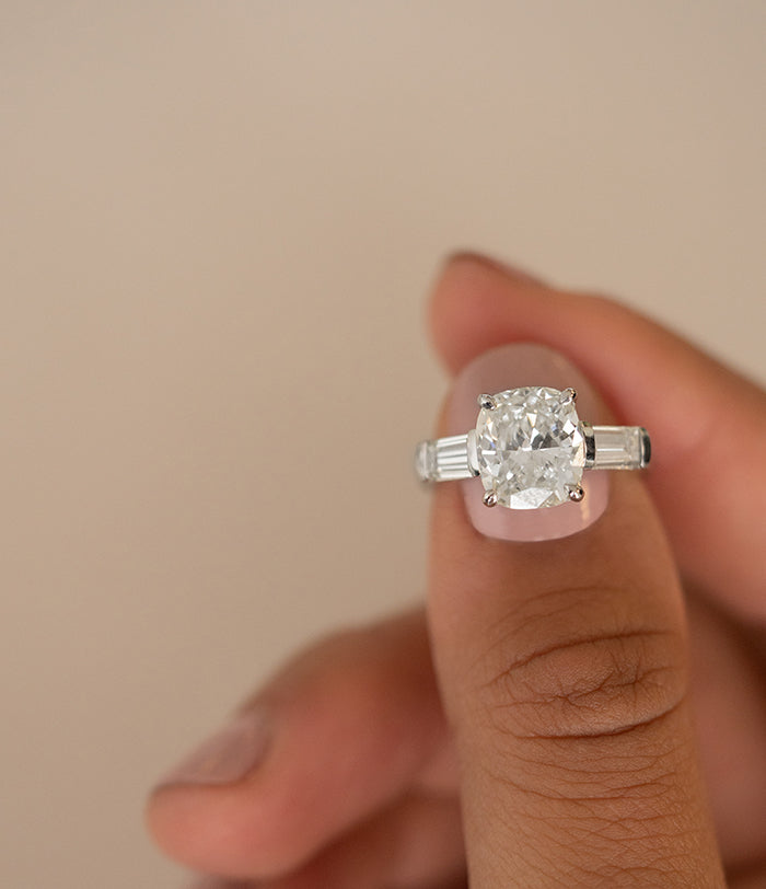 3 carat elongated cushion cut diamond ring Clearance