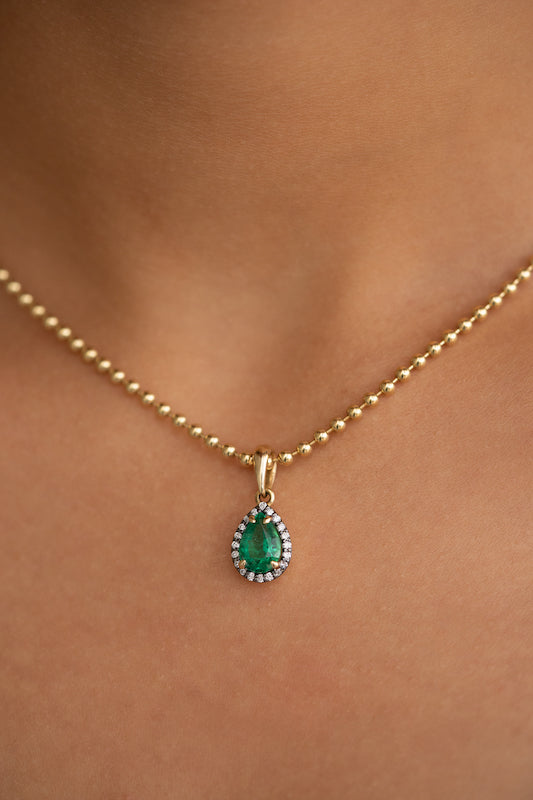 Green Emerald Tear Drop Necklace