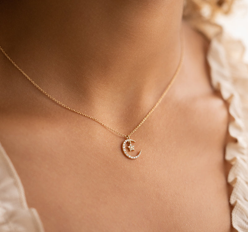 Diamond moon star necklace Clearance