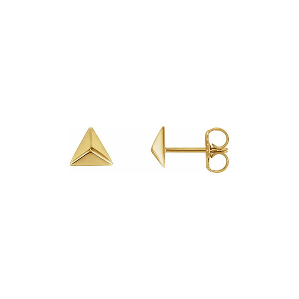 White Gold Pyramid Earrings