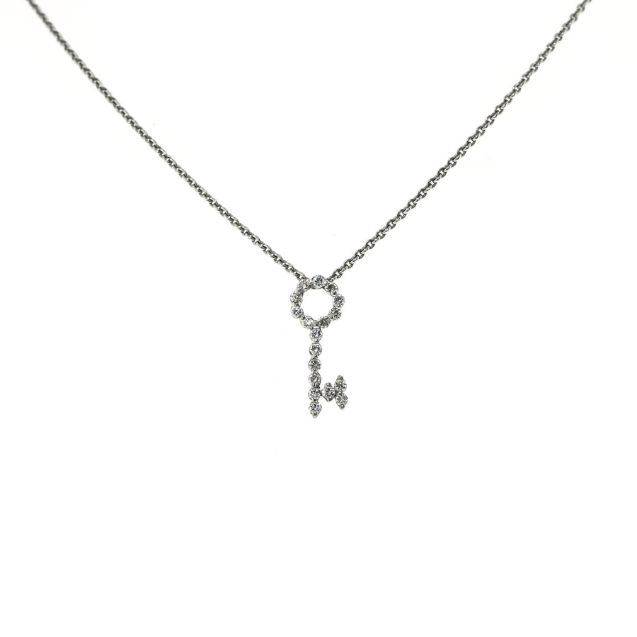 White Gold Diamond Key Necklace