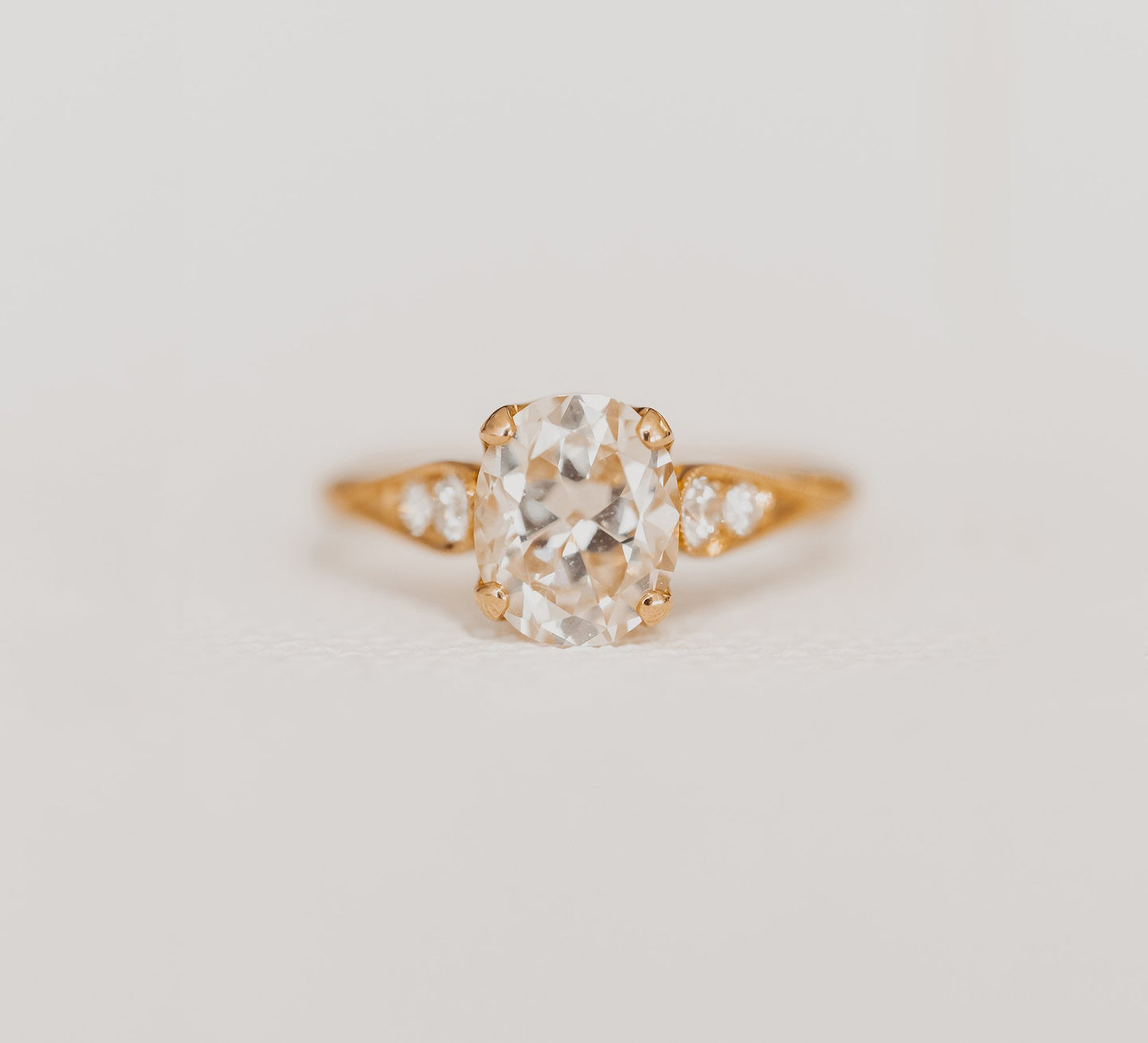 14k White Gold Vintage Diamond & Sapphire Engagement Ring - FB Jewelers