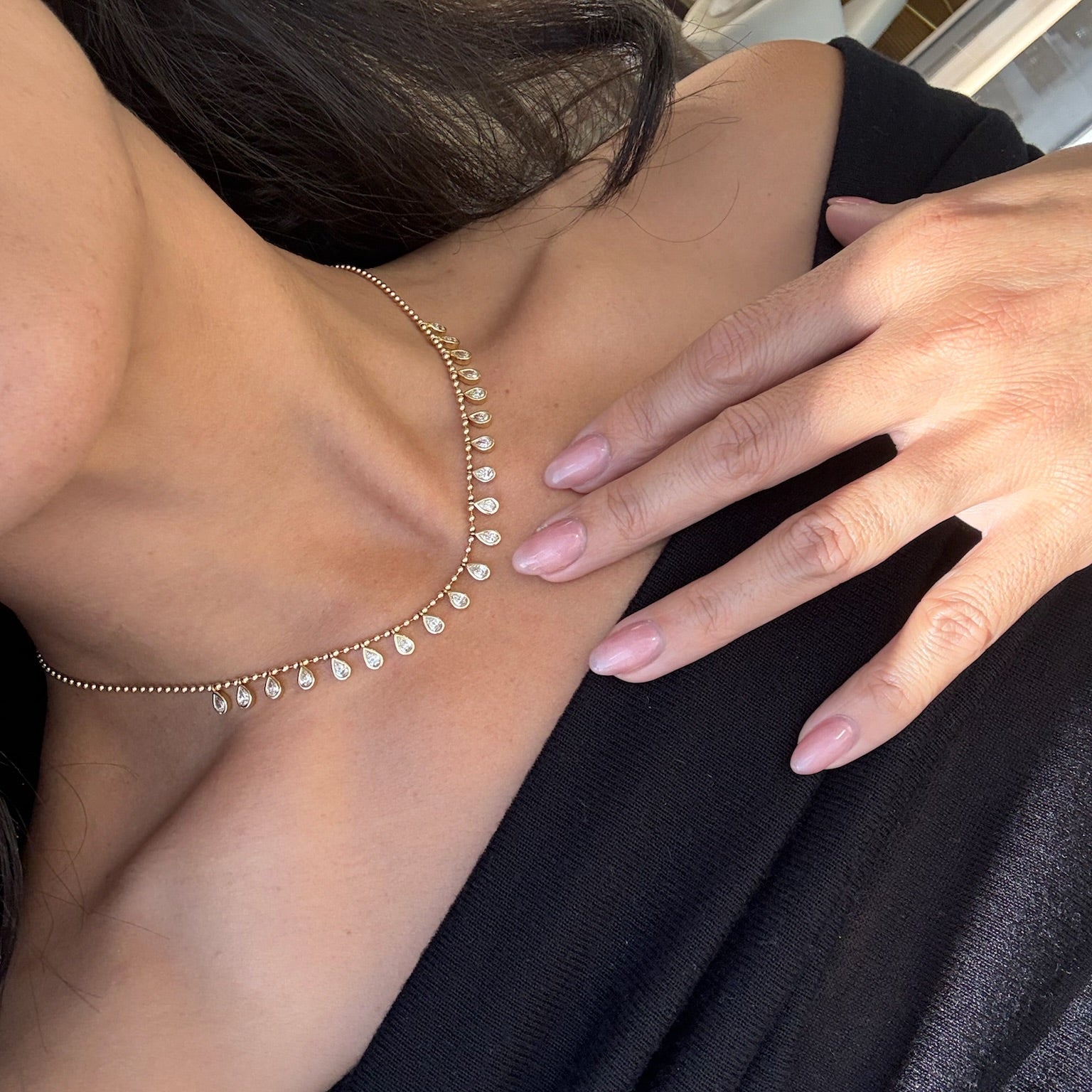 Fringe Pear Shape Diamond Necklace