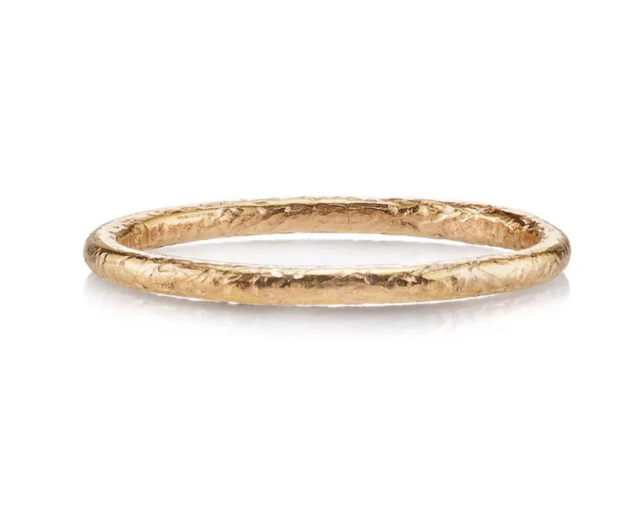 Textured Gold Wedding Band by Single Stone