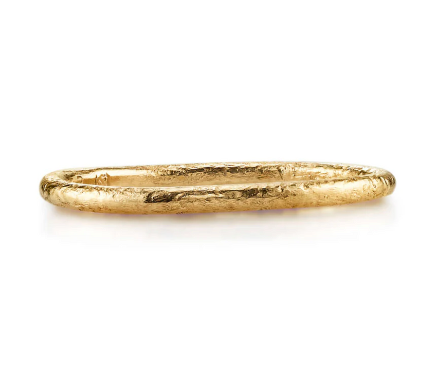Textured Gold Wedding Band by Single Stone