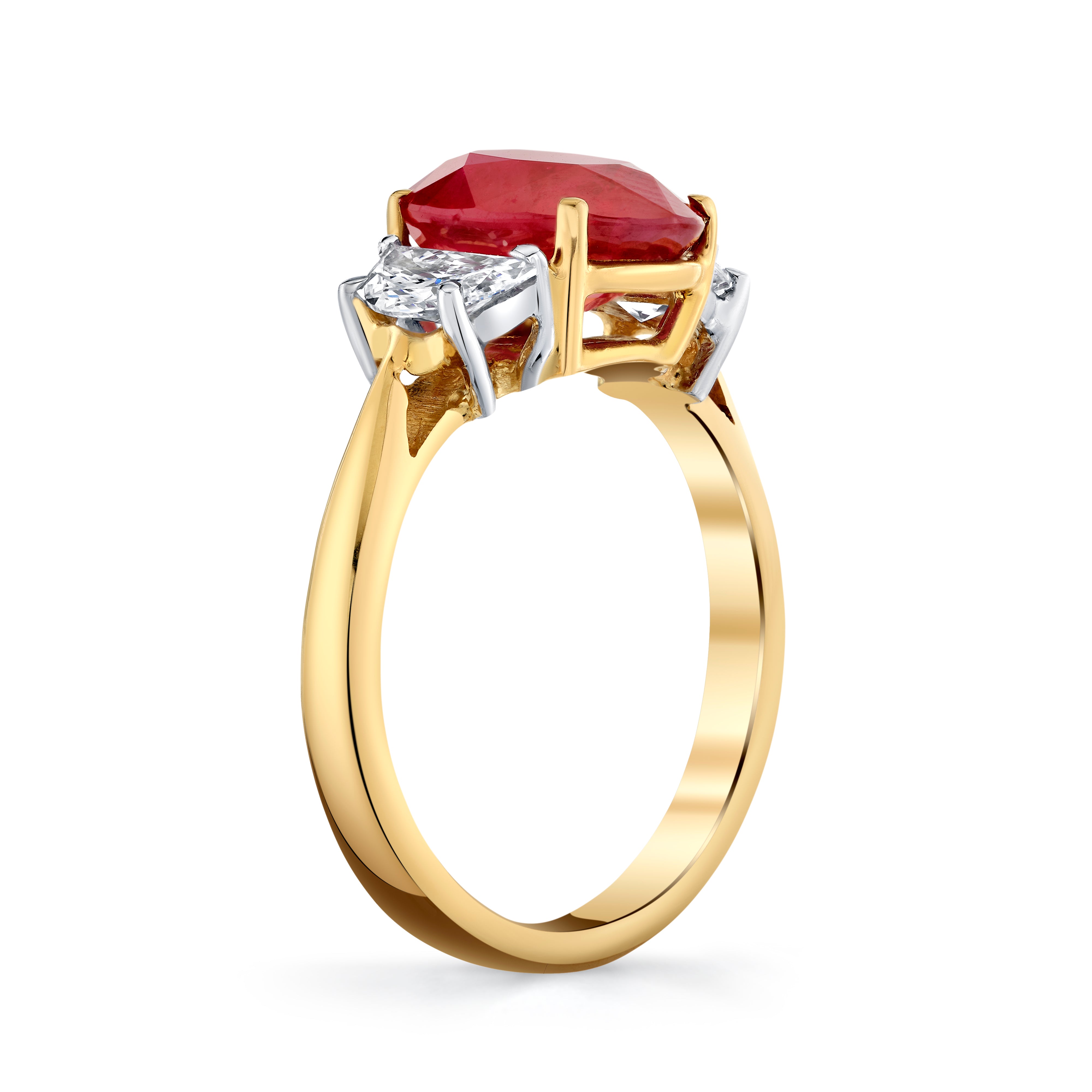 3.02ct Burmese Ruby & Diamond Ring Profile