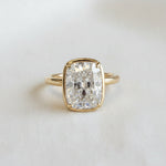 Antique Cushion Bezel Ring with Micro Claw Prongs