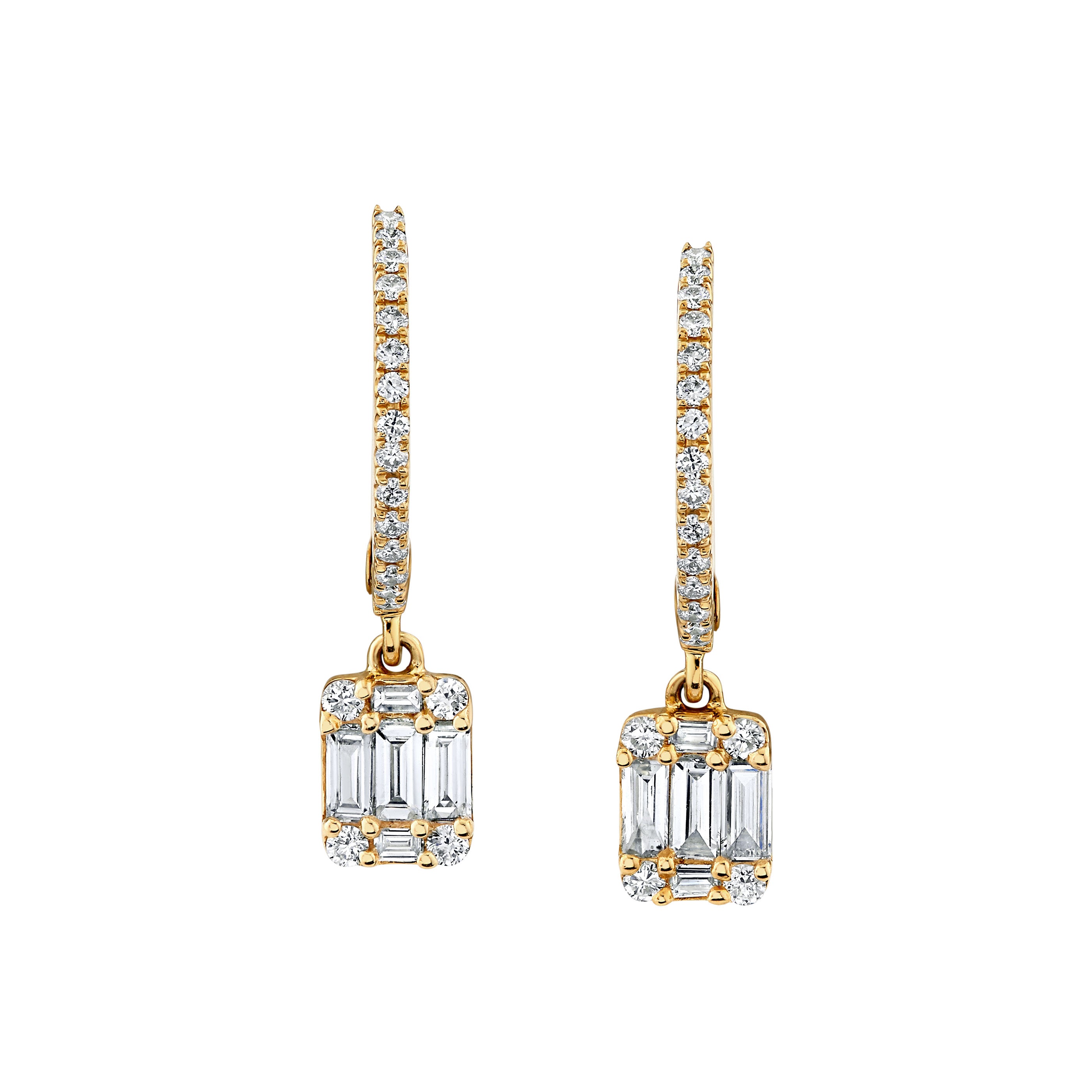Baguette Diamond Hoops