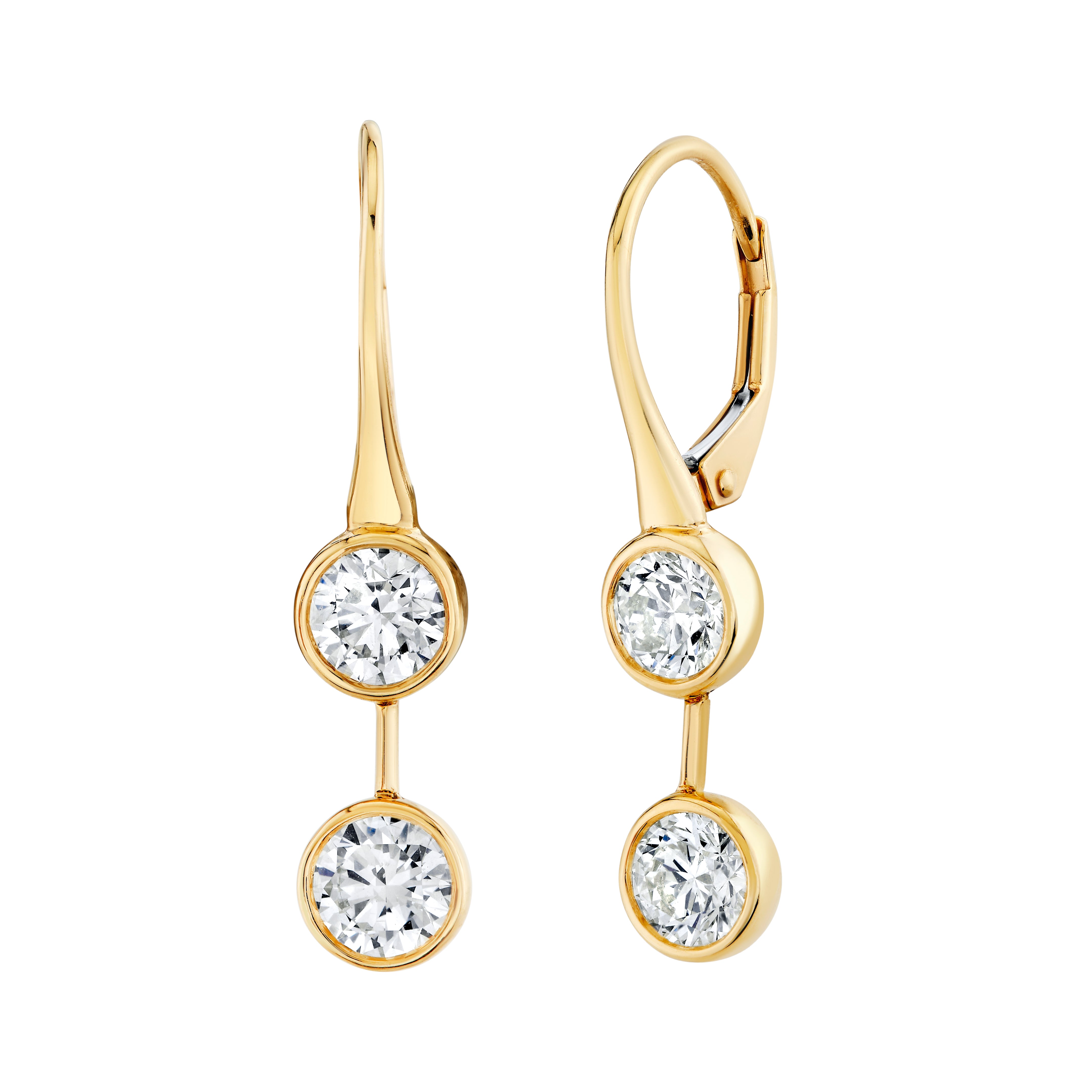 Bezel Diamond Drop Earrings