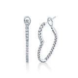 Heart-Shaped Diamond Hoop Earrings