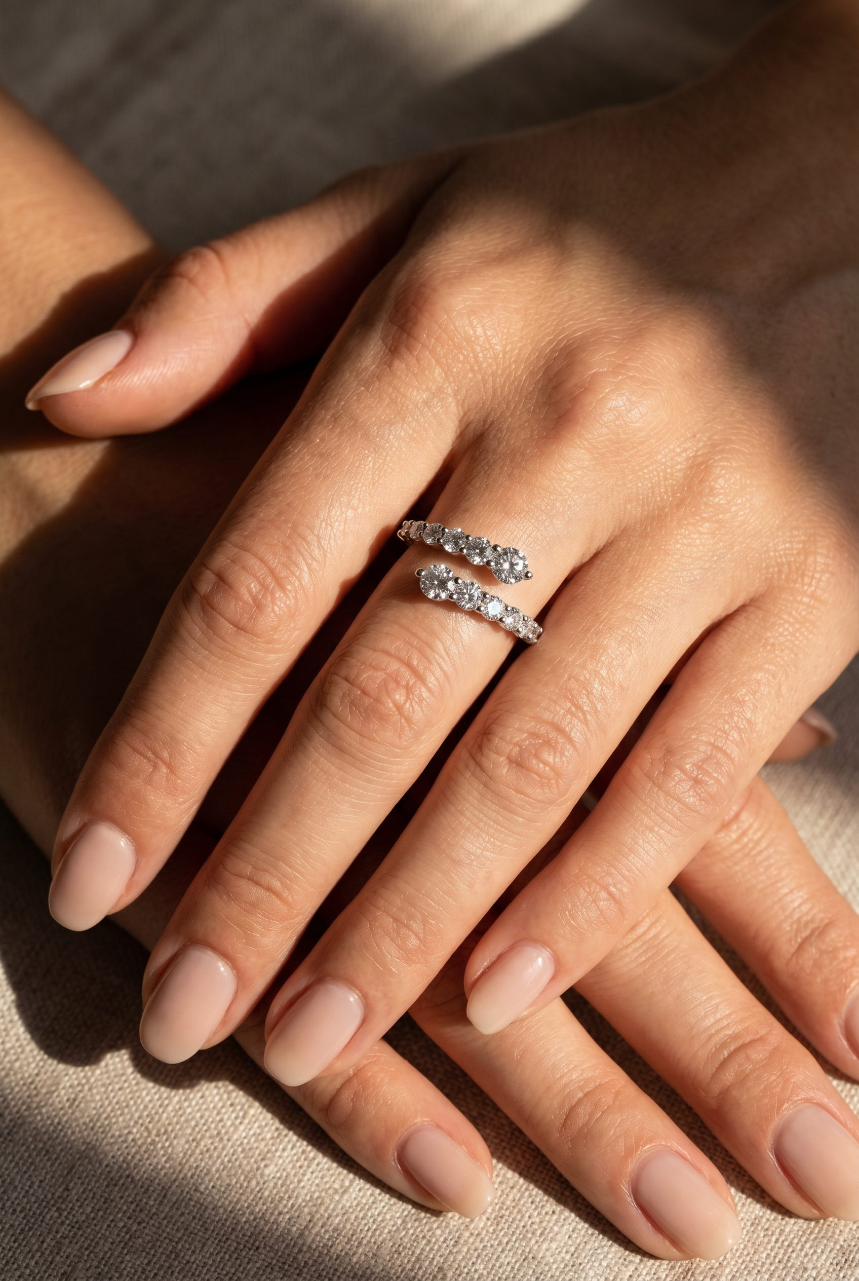 Diamond Cross Over Ring