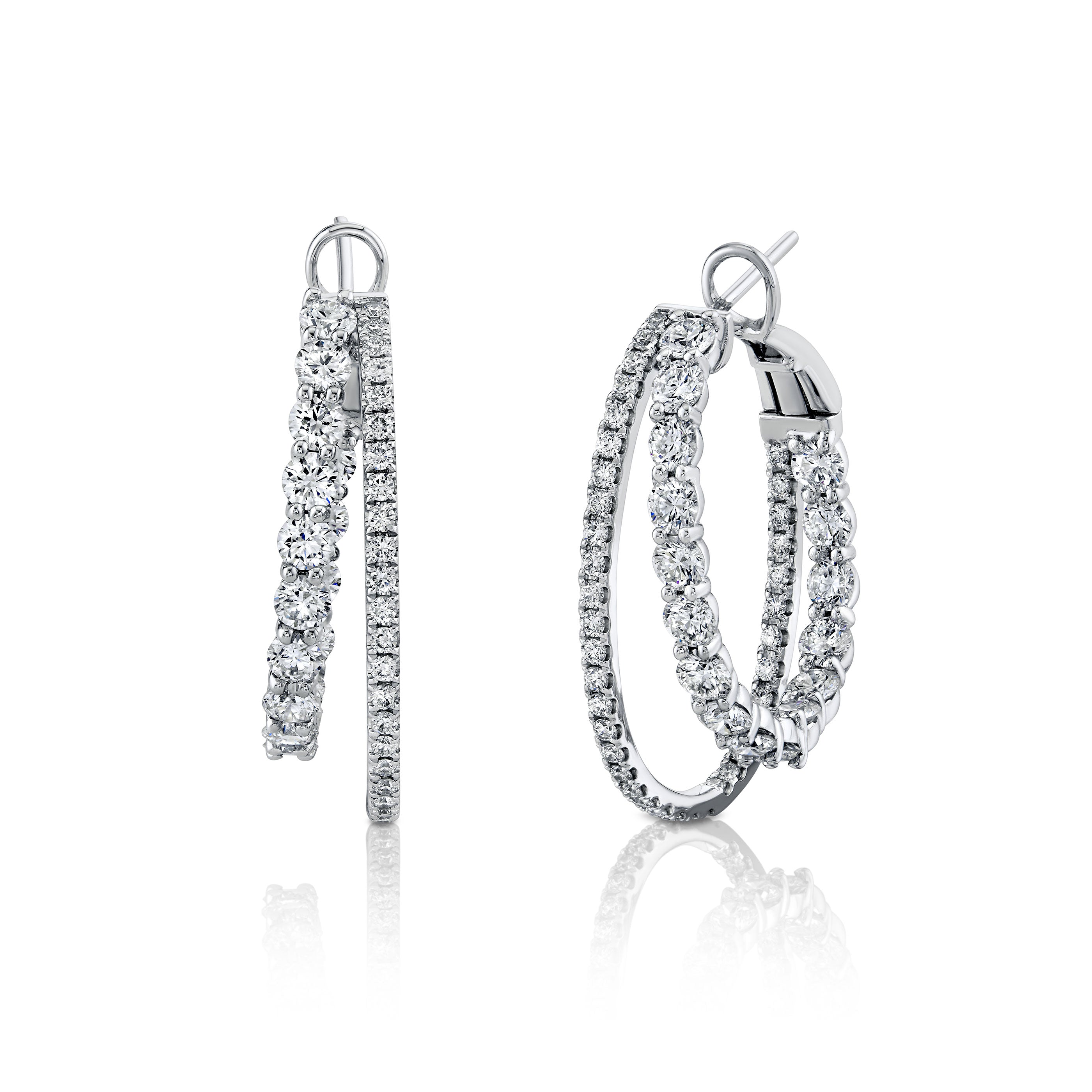 Double Row Diamond Hoops