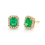 Emerald & Diamond Halo Earrings