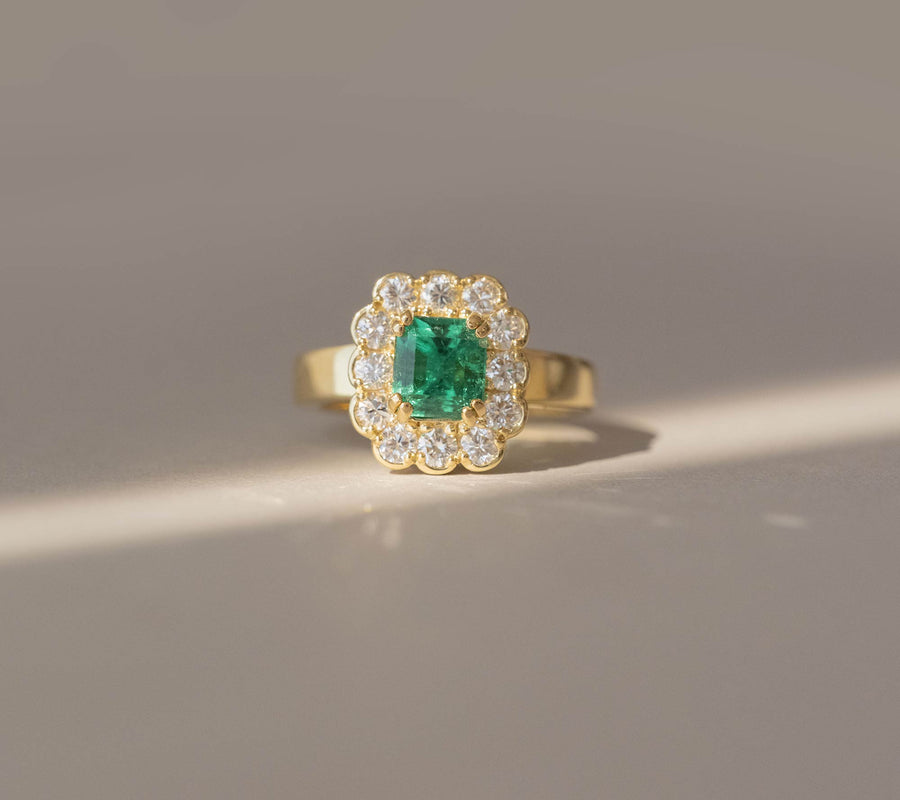 1.30 ct. Natural Zambian Green Emerald Ring