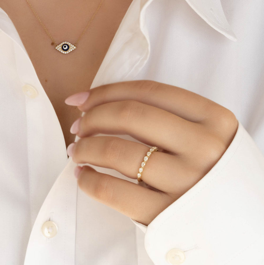 Mini 'East-West' Pear Cut Diamond Ring