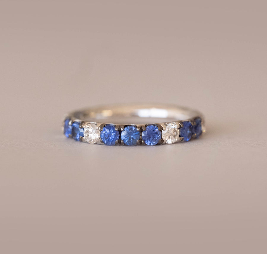 Sapphire Ring Using Diamond Cut Sapphires & Brilliant Cut Diamonds