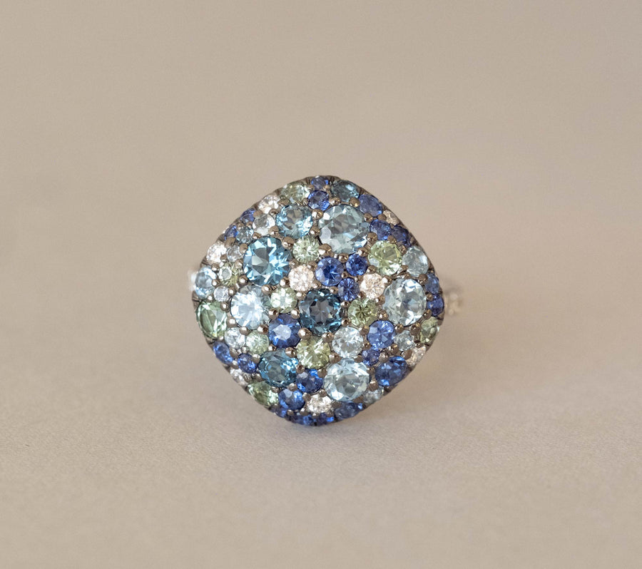 Multi-Colored Blue Gemstone Ring