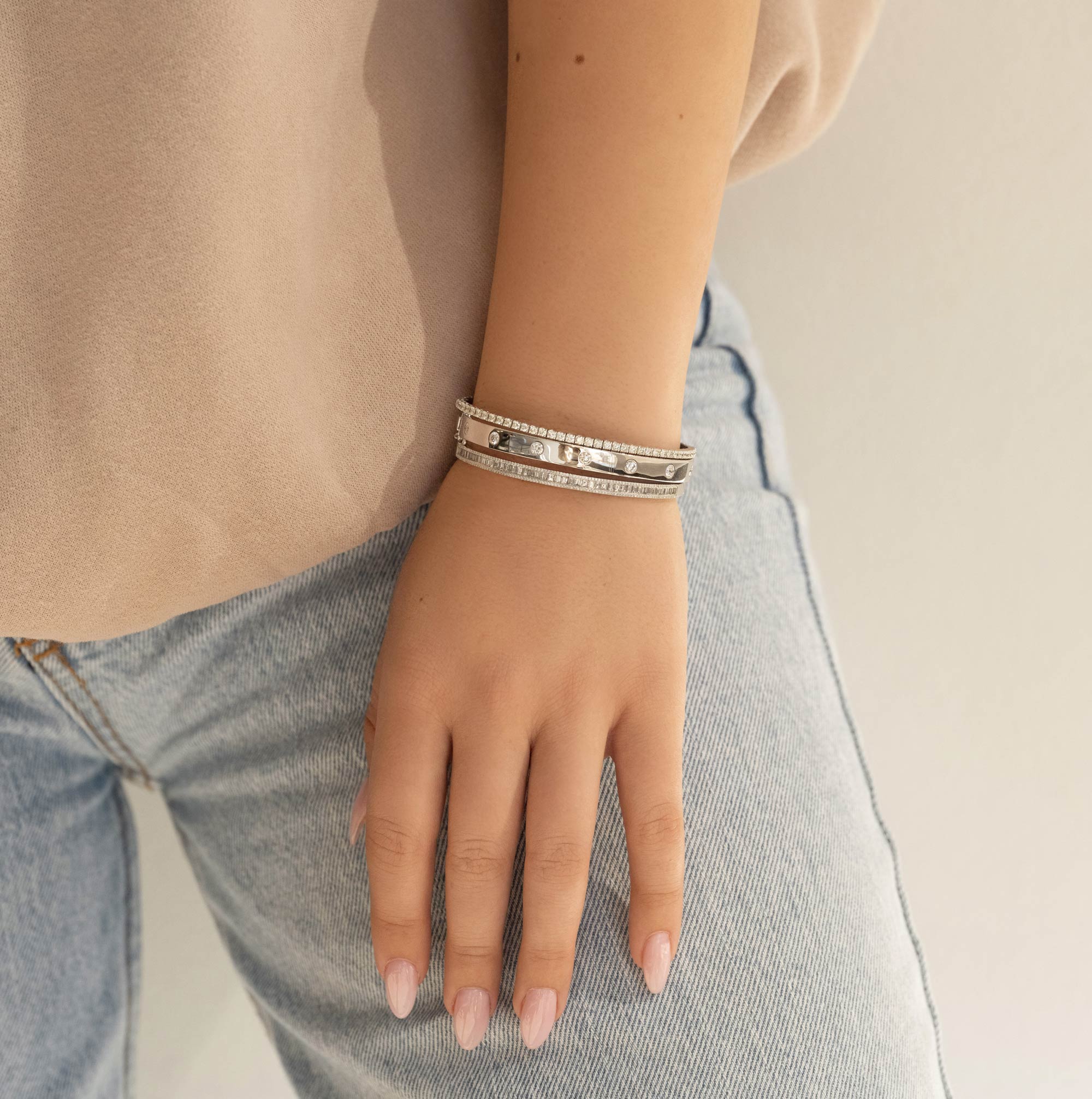 Baguette Diamond Bangle Bracelet