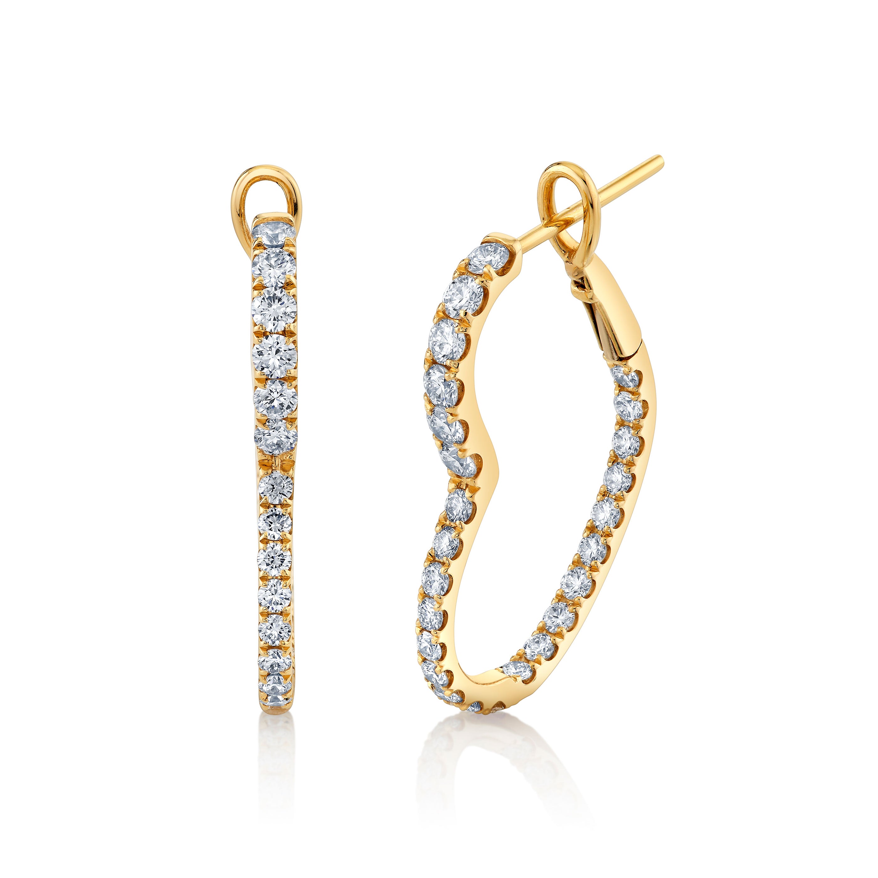 Heart-Shaped Diamond Hoops