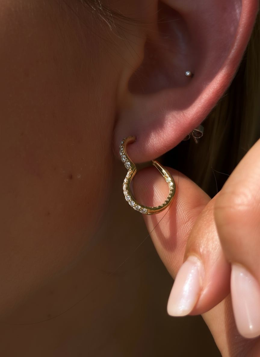 Heart shaped diamond hoop earrings