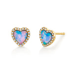 Heart Shaped Opal & Diamond Studs