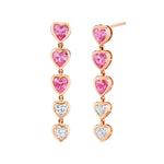 Heart Shaped Pink Sapphire & Diamond Earrings