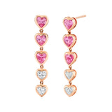 Heart Shaped Pink Sapphire & Diamond Earrings