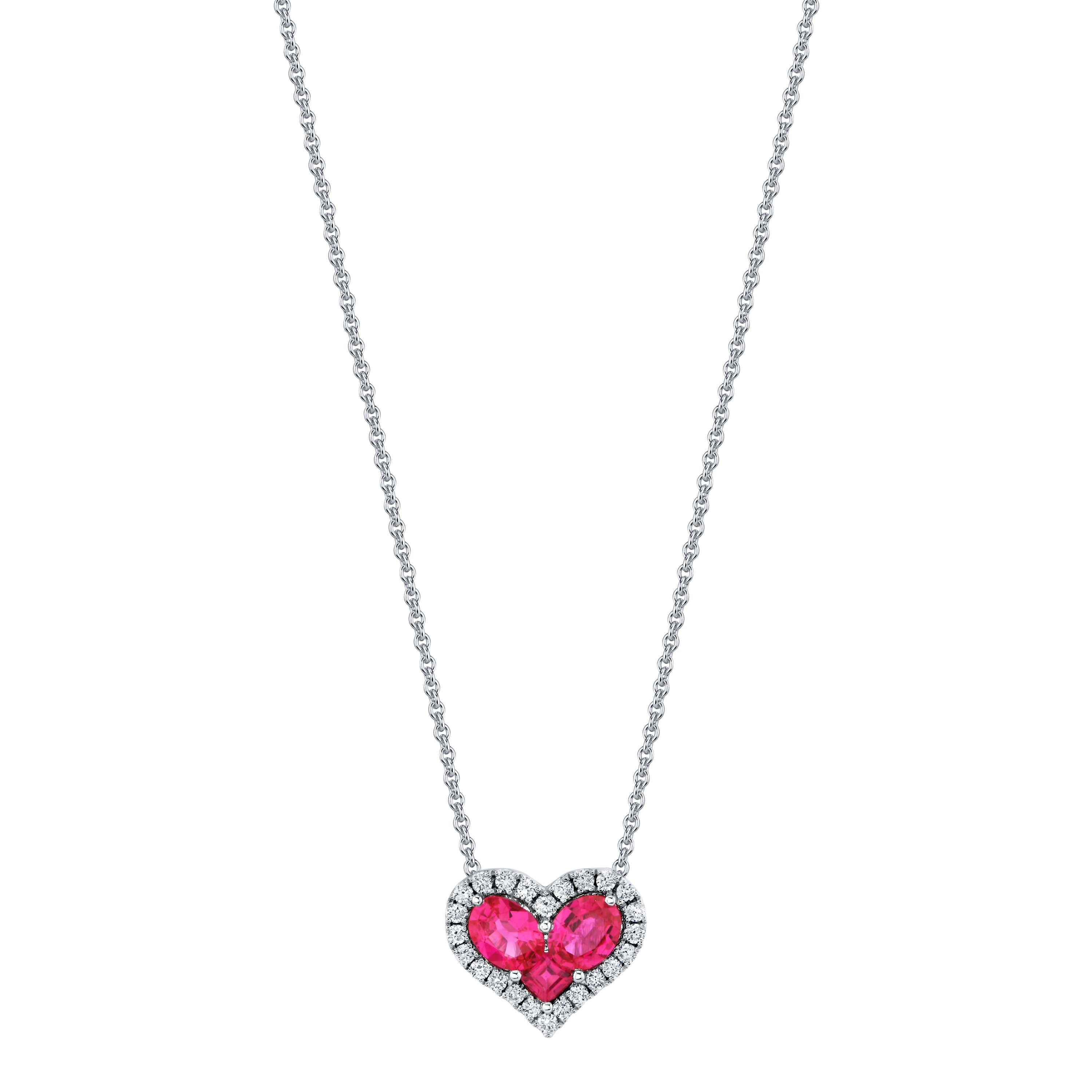 Heart Shaped Ruby & Diamond Pendant