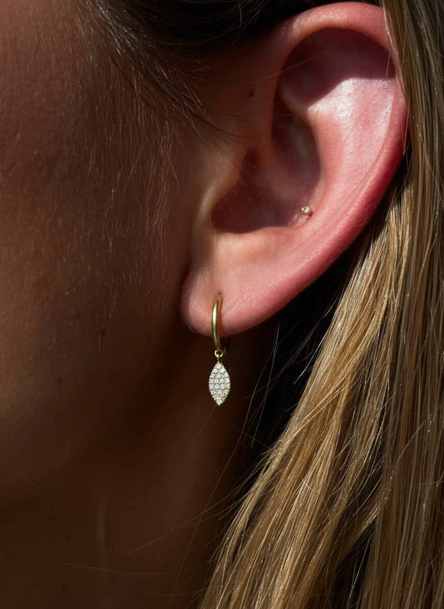 Mini Hoop Earring with Diamond Dangle