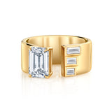 Lab Grown Emerald Cut & Baguette Diamond Ring