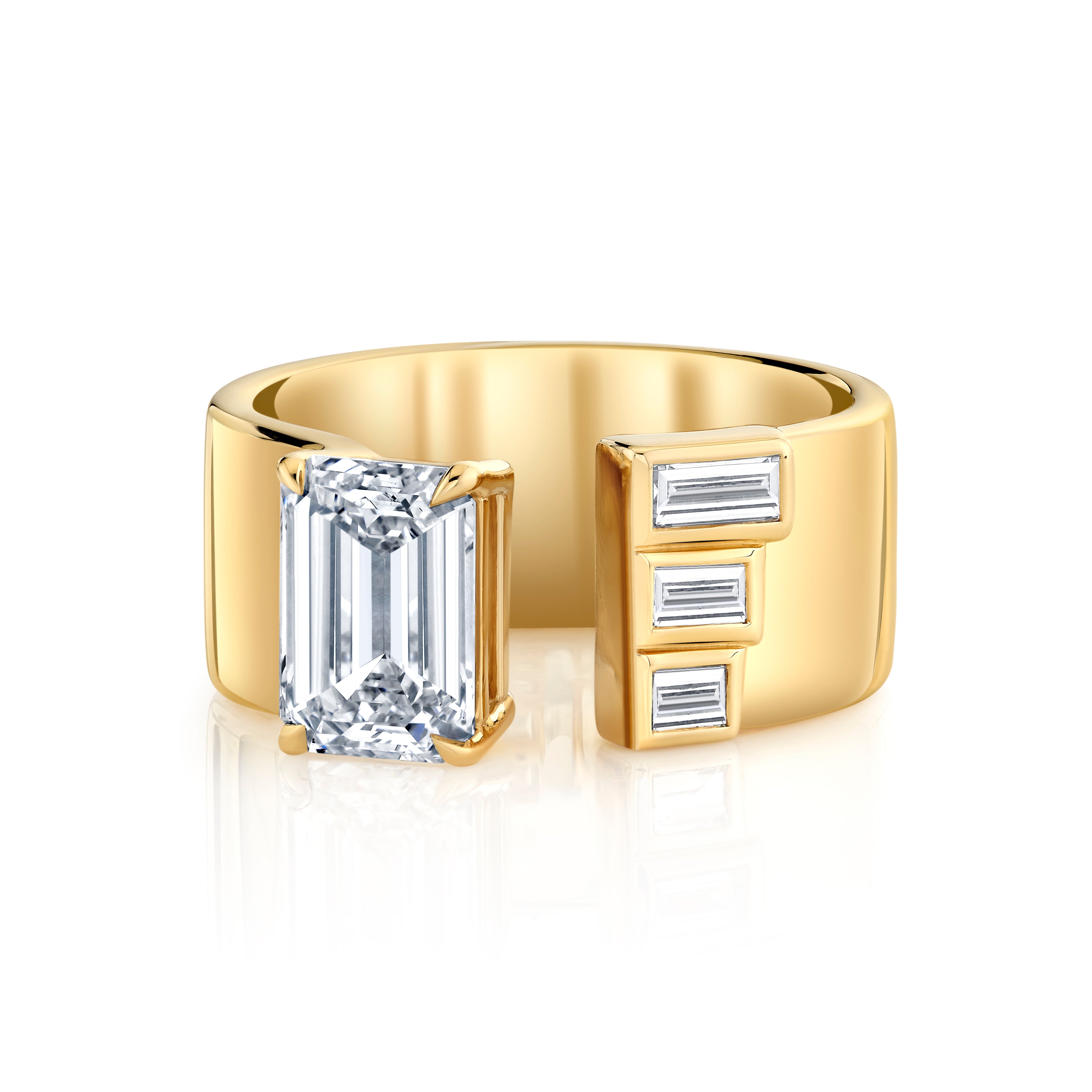 Lab Grown Emerald Cut & Baguette Diamond Ring