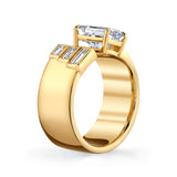 Lab Grown Emerald Cut & Baguette Diamond Ring Profile