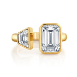 Lab Grown Emerald Cut & Trapezoid Two Stone Ring