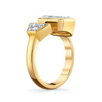 Lab Grown Emerald Cut & Trapezoid Two Stone Ring Profile