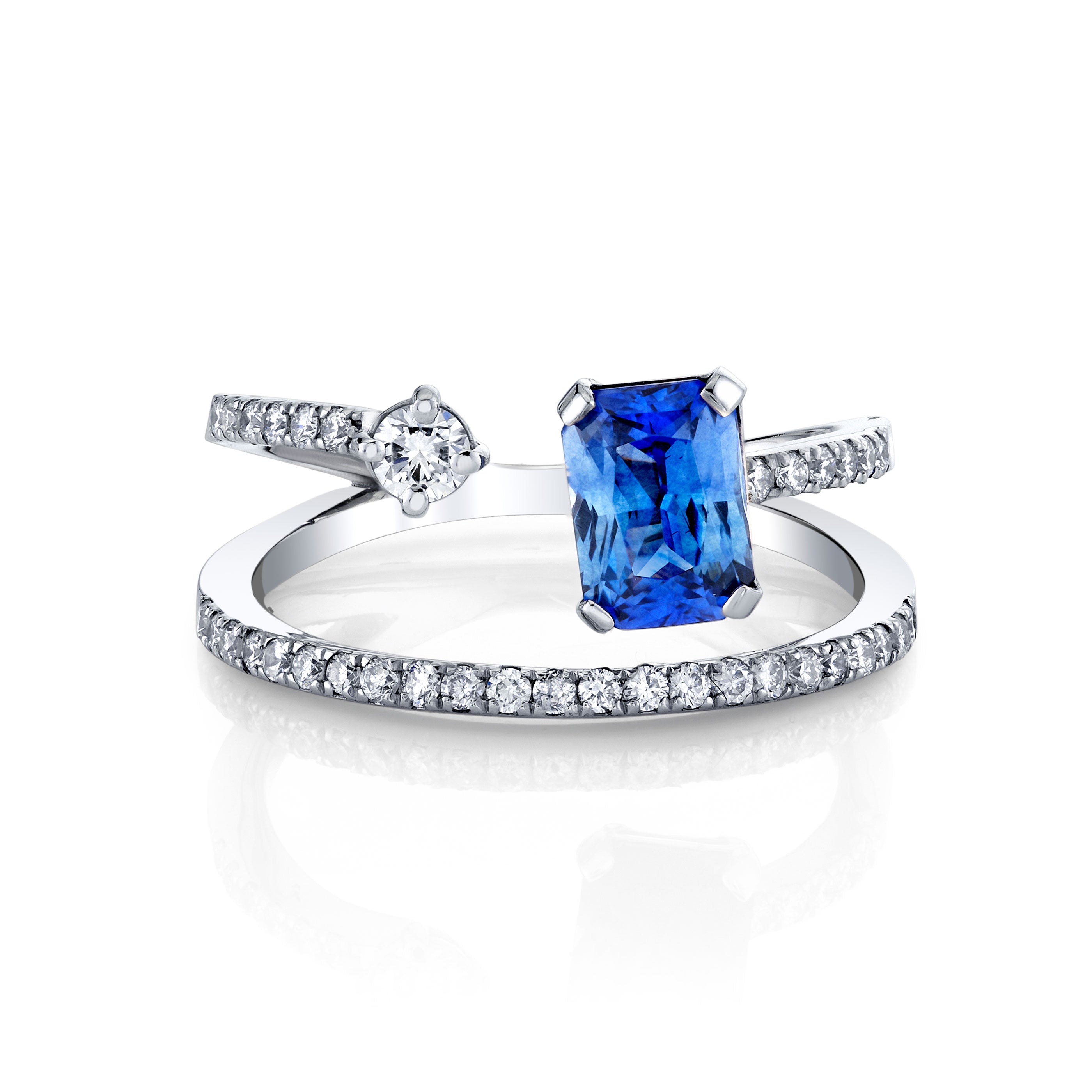 Layered Blue Sapphire & Diamond Ring