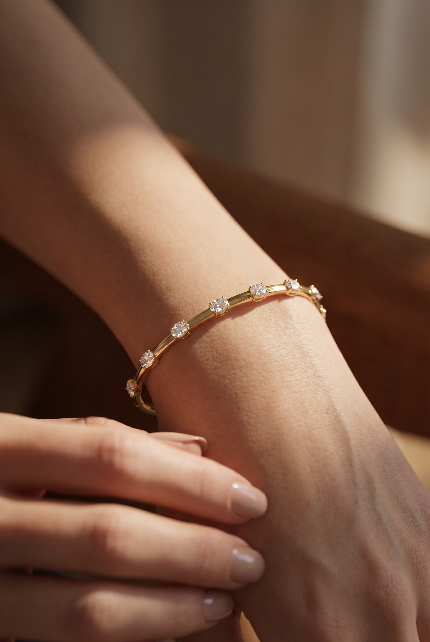 Natural Oval Diamond Bangle