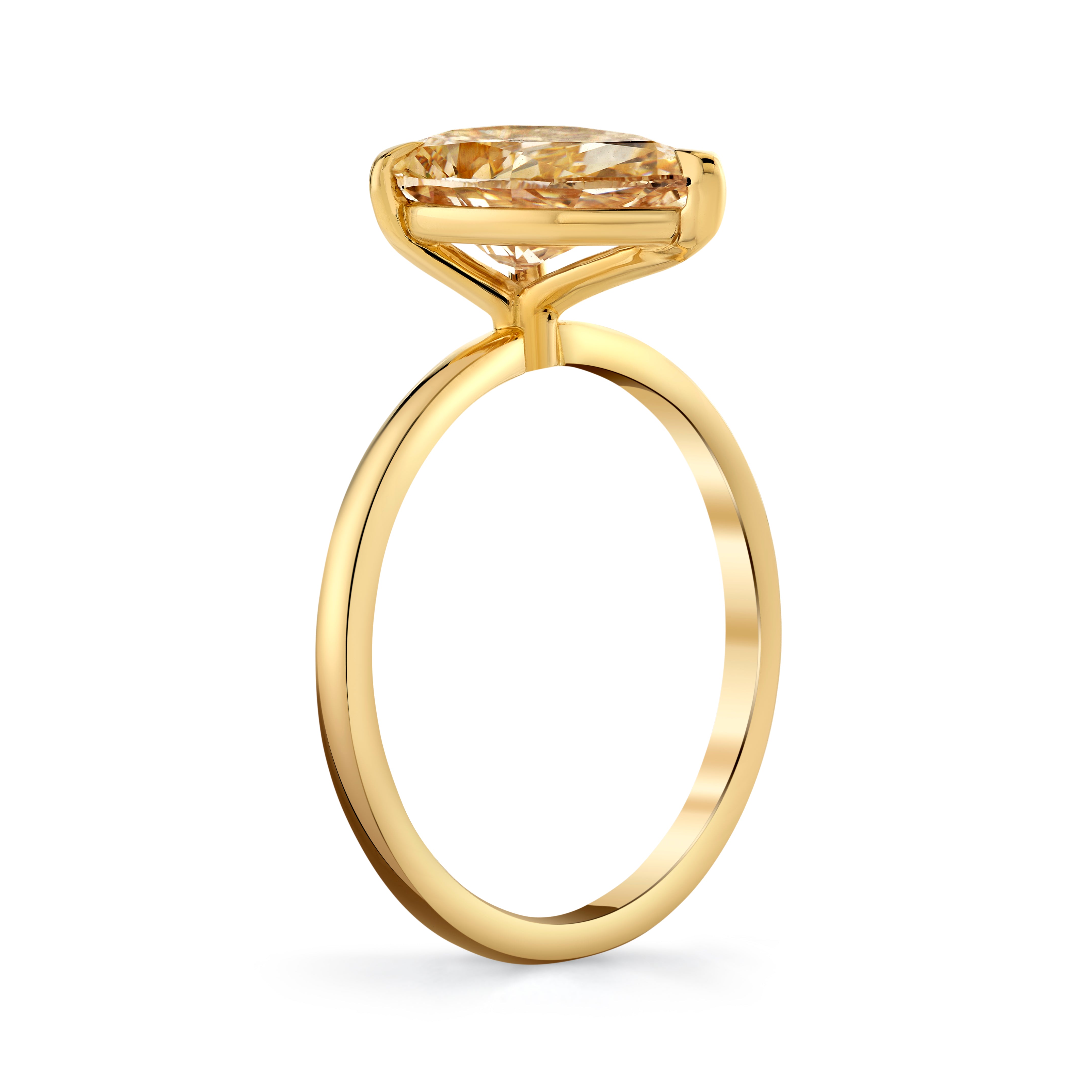 Natural 2.49ct Pear Shaped Champagne Diamond Engagement Ring Profile