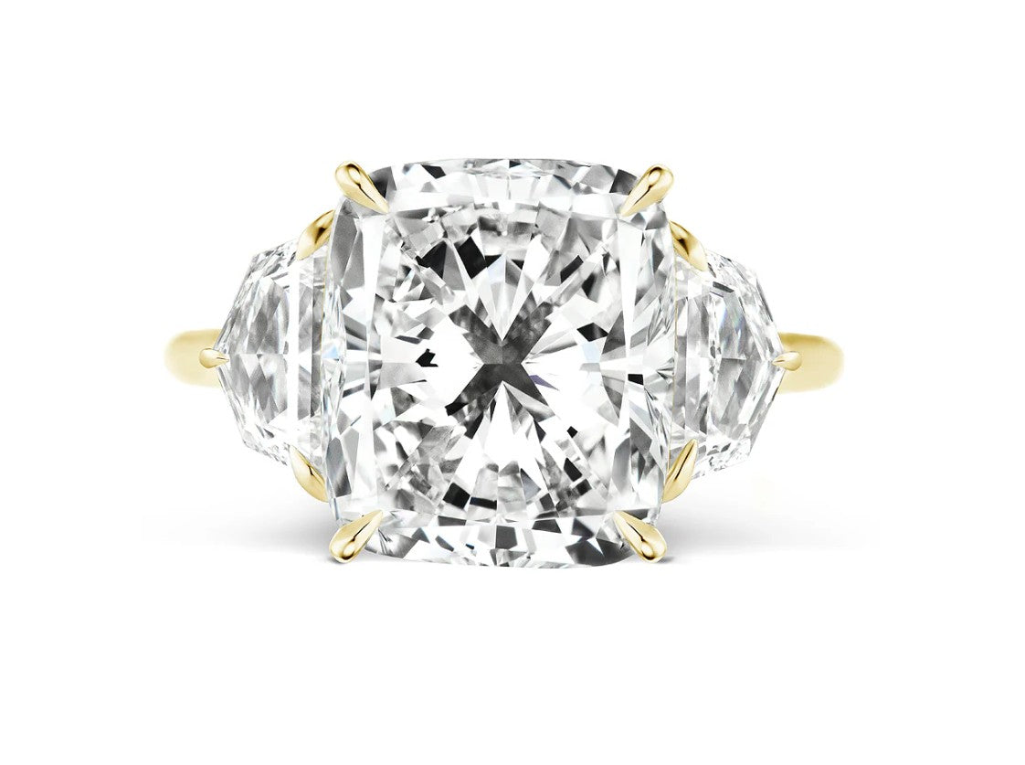 Natural 5.03ct Cushion Cut & Epaulette Diamond Ring