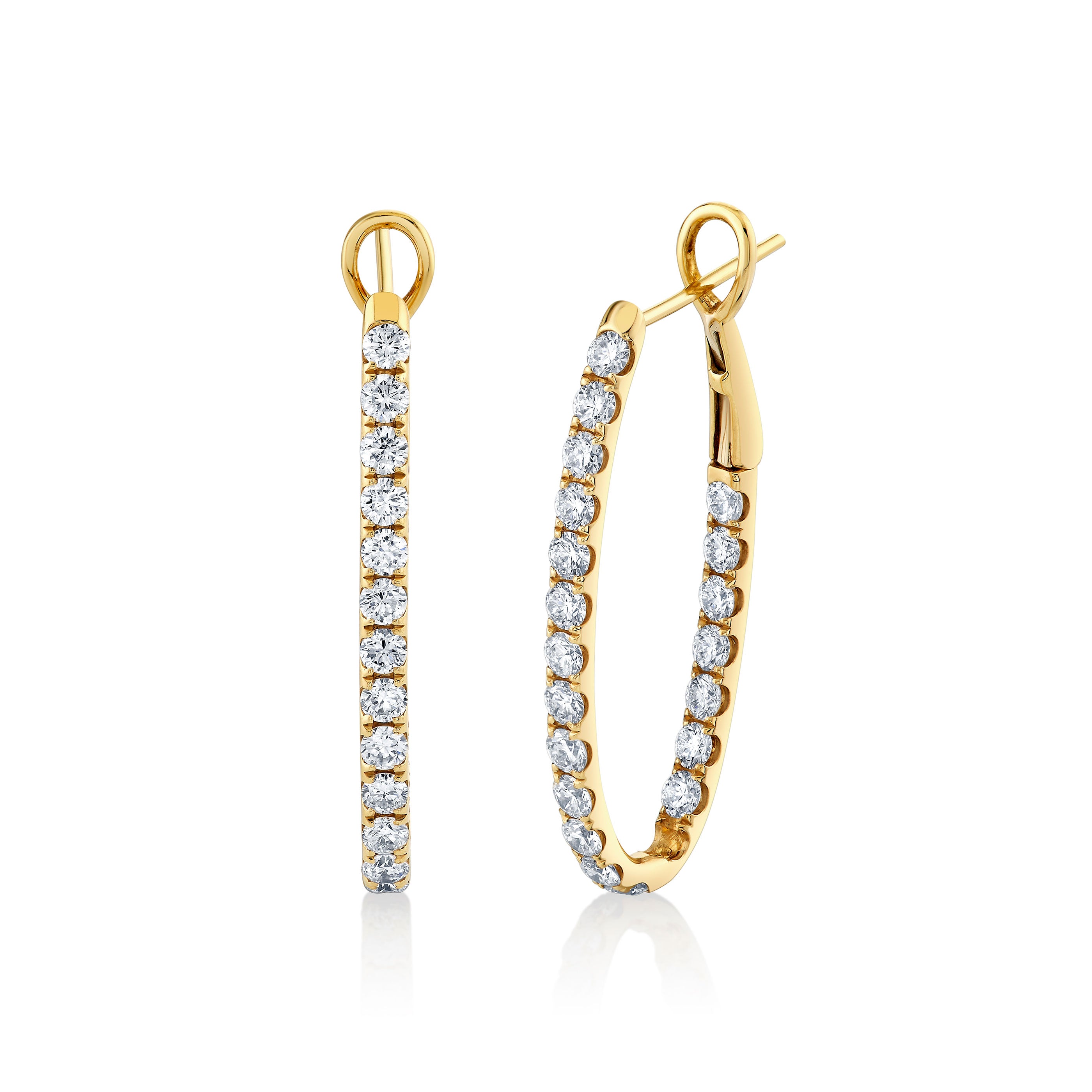 Petite Oval Silhouette Diamond Hoops